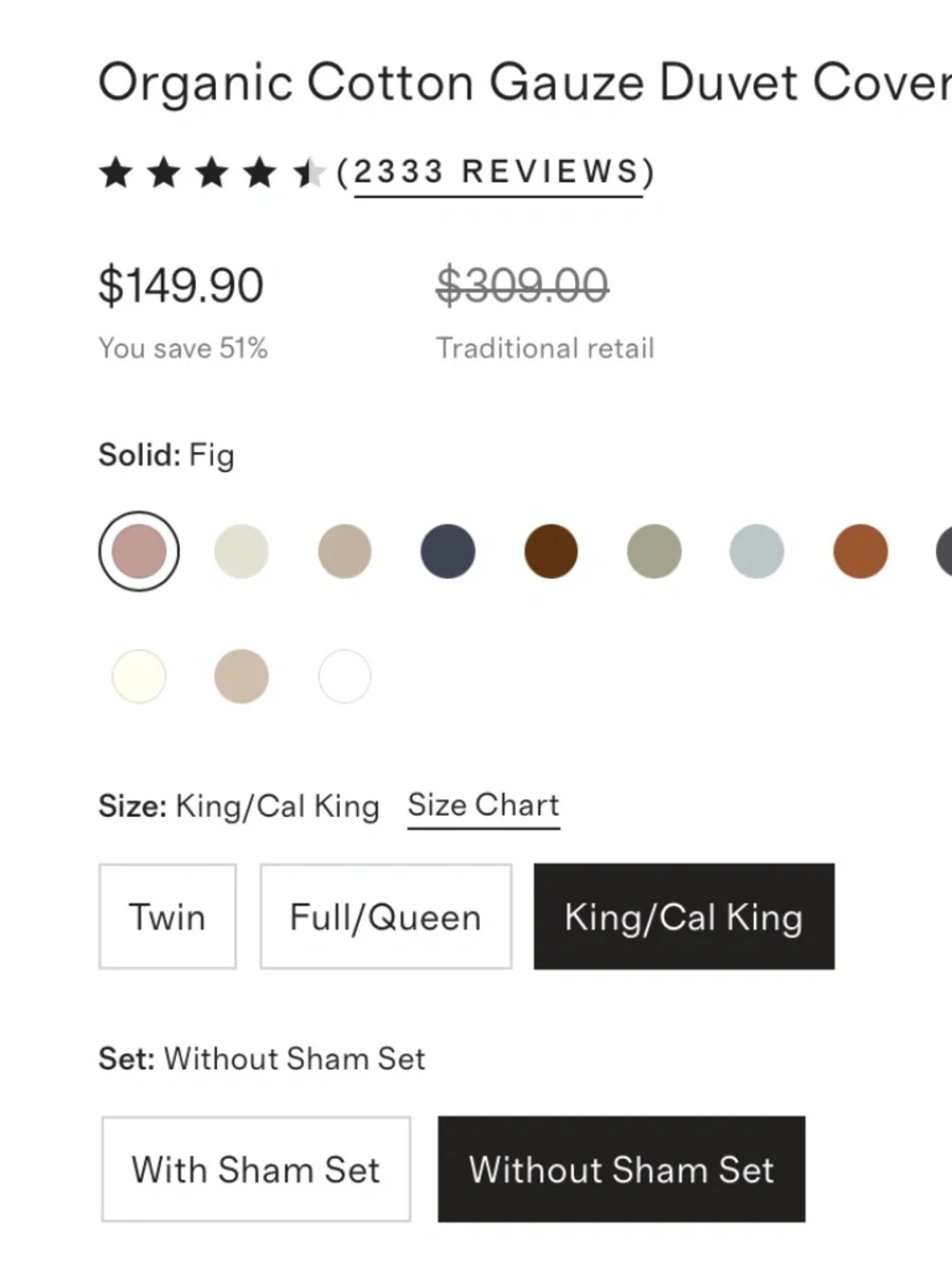 Organic Cotton Gauze Duvet Cover Fig Mauve King